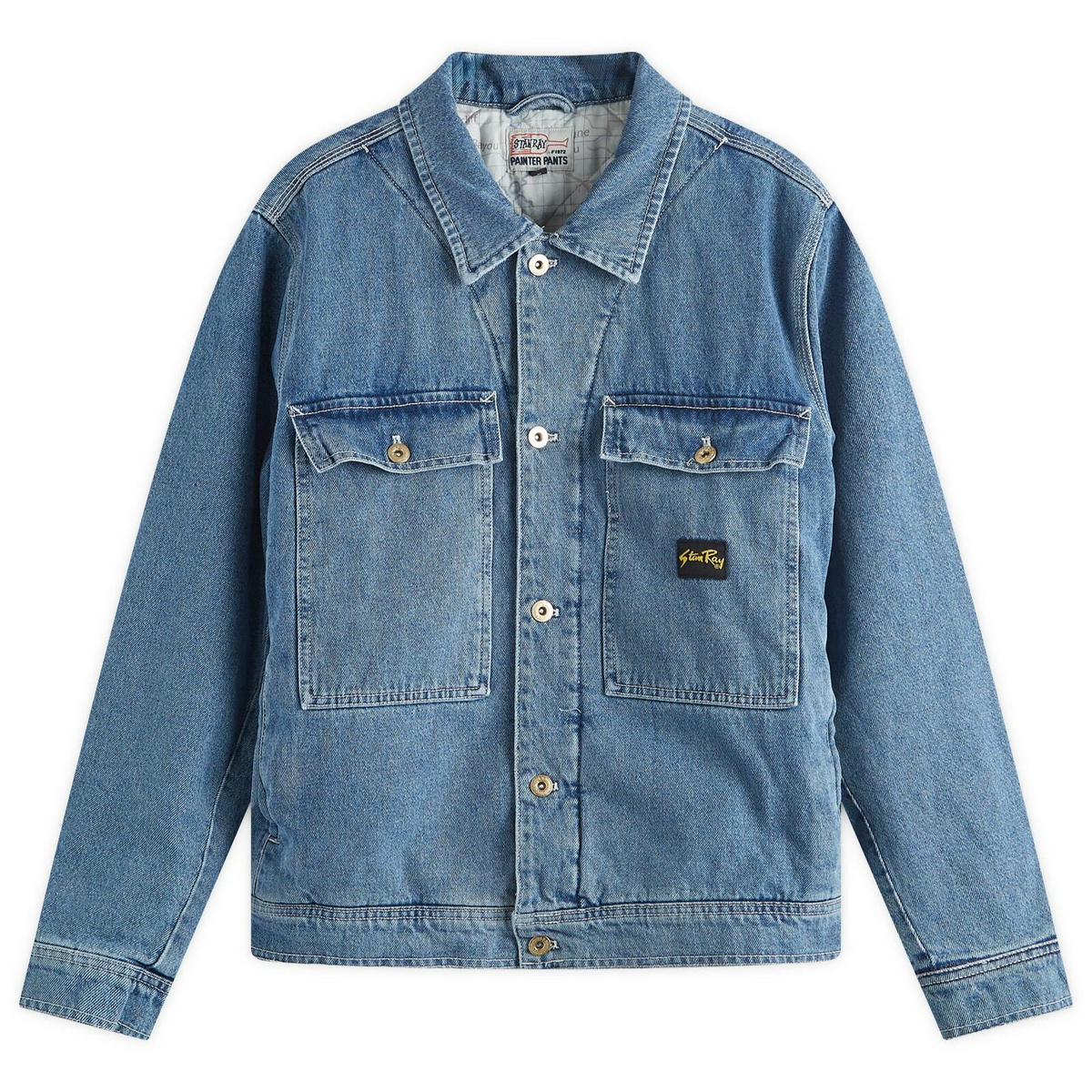 Stan Ray Men's Lined Trucker Jacket in Heavy Stonewash Denim Stan Ray
