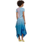 Loewe Blue Asymmetric Striped Tie-Dye Dress