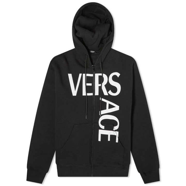 Photo: Versace Women's Logo Print Zip Hoody in Black/White
