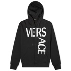 Versace Women's Logo Print Zip Hoody in Black/White