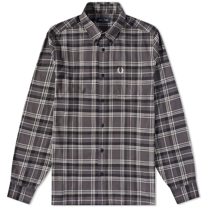 Photo: Fred Perry Authentic Men's Brushed Twill Tartan Shirt in Black