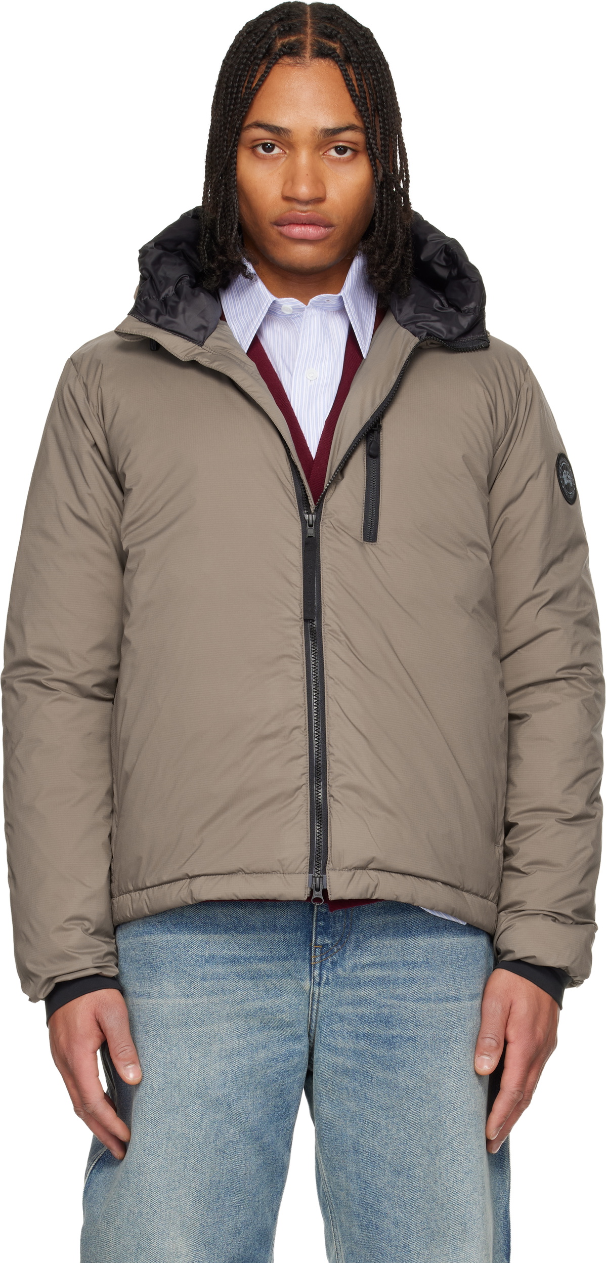 Canada Goose Taupe 'Black Label' Lodge Hooded Down Jacket