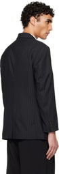 Khoki Navy Pinstripe-Pattern Blazer