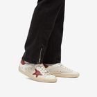 Golden Goose Men's Super Star Leather Sneakers in Cream/White/Red/Beige