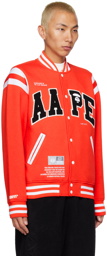 AAPE by A Bathing Ape Red Patch Bomber Jacket