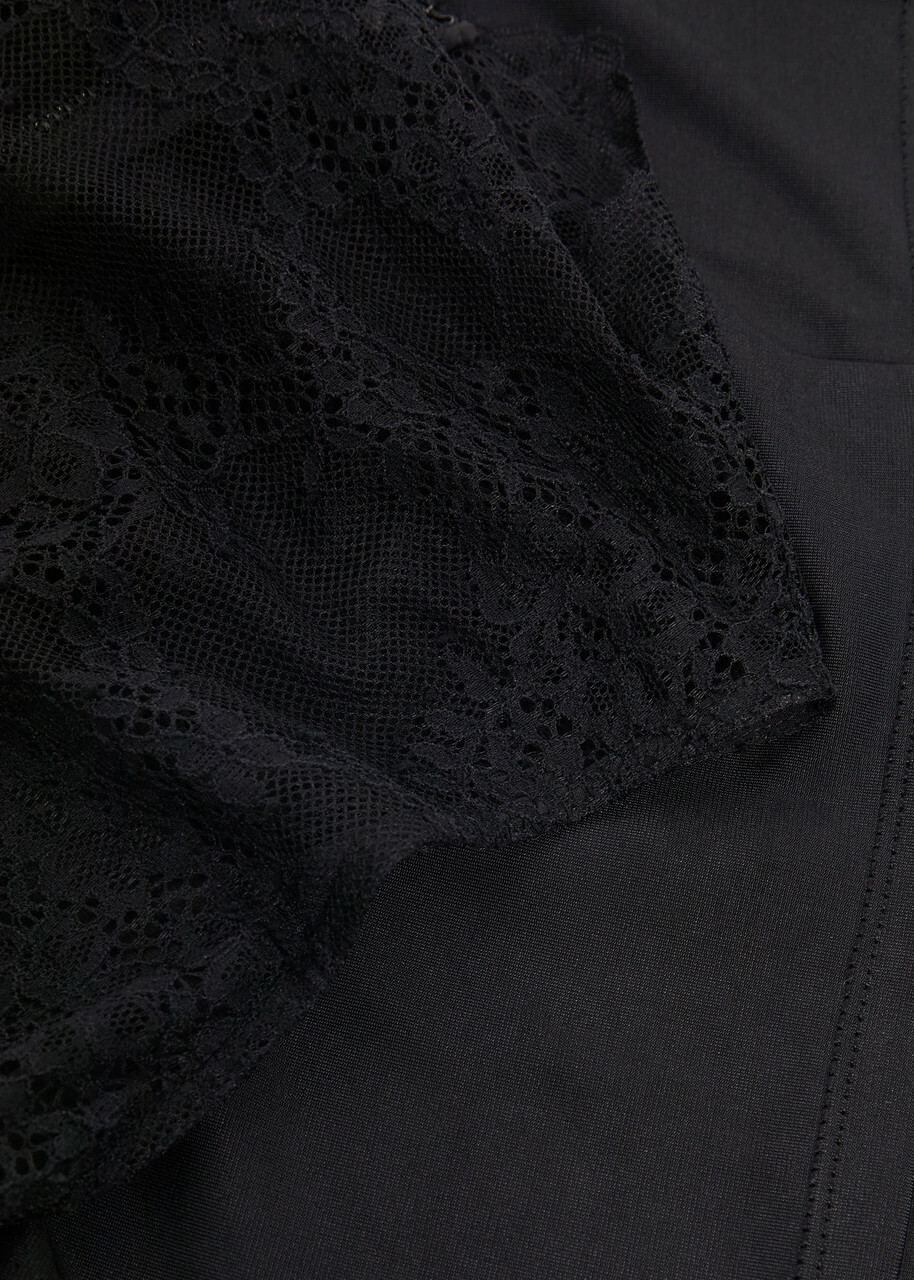 Alice + Olivia Nichol Lace and Satin Maxi Dress Black