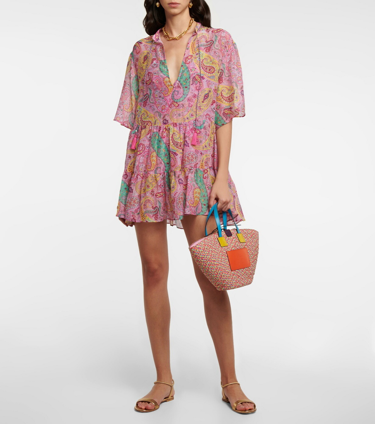 knee length dresses for ladies Etro Chio Ruffled Floral-Print Silk-Chiffon Dress – Runway Catalog