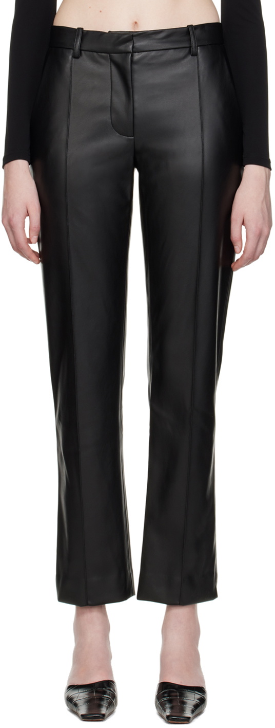 Esse Studios Black Classico Faux-Leather Trousers Esse Studios