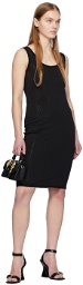 Versace Jeans Couture Black Crystal-Cut Midi Dress
