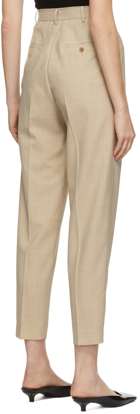 DRAE Beige Wool Summer Tapered Trousers