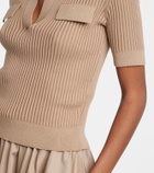 Patou Ribbed-knit cotton polo shirt