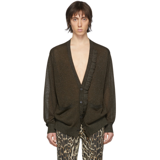 Photo: Dries Van Noten Khaki Jaxson Metallic Cardigan