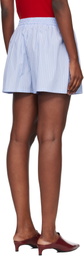 Off-White Blue Striped Poplin Shorts