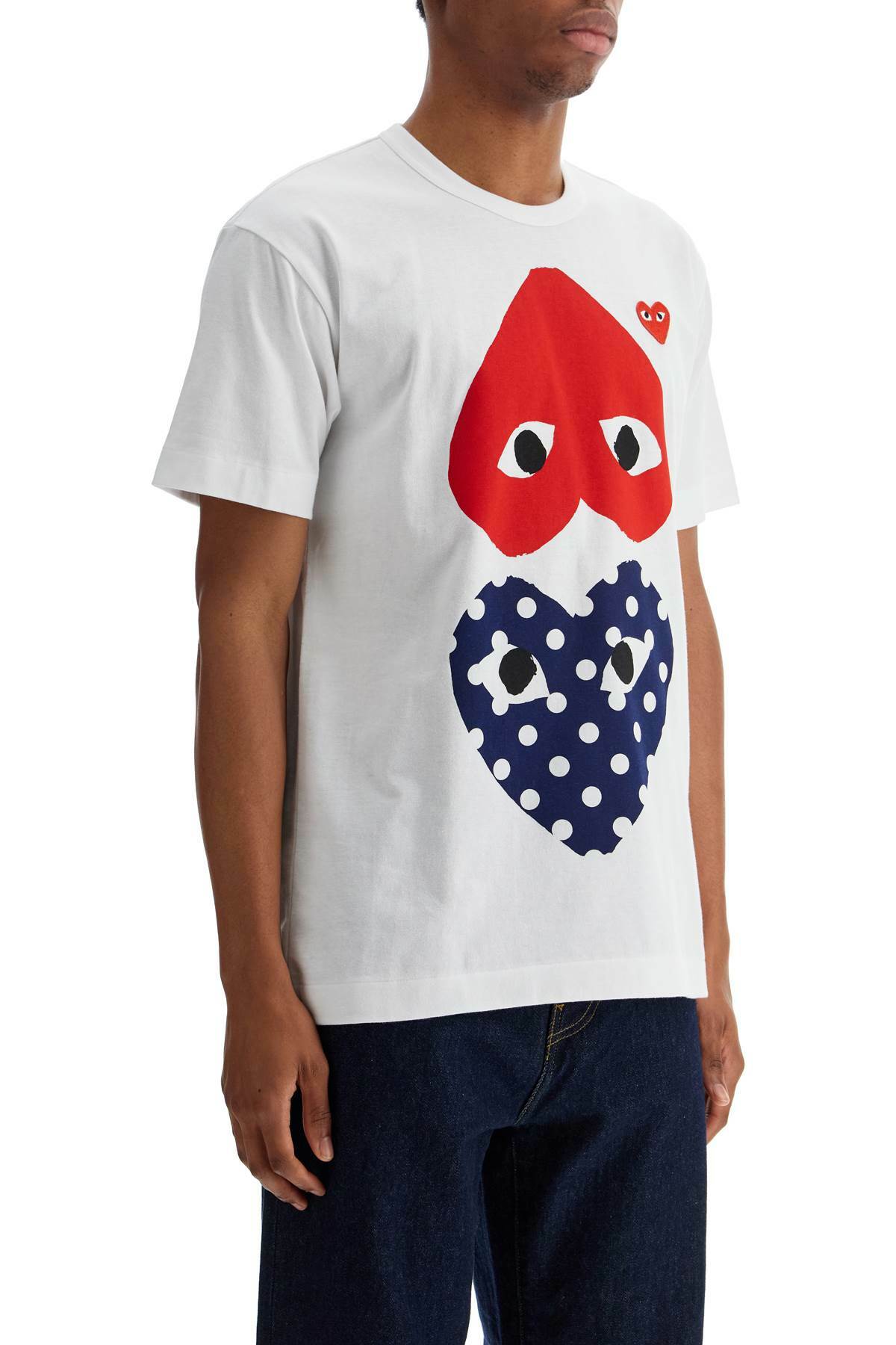COMME DES GARCONS PLAY unisex t-shirt in white cotton with graphic heart White