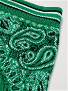 AMIRI - Wide-Leg Bandana Crocheted Cotton-Blend Drawstring Shorts - Green - L