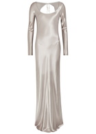 Anna October Margit Open-back Satin Gown Silver