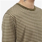 Sunspel Men's Classic Stripe Crew Neck T-Shirt in Caper/Dark Moss