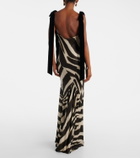 Nina Ricci Zebra-print satin gown