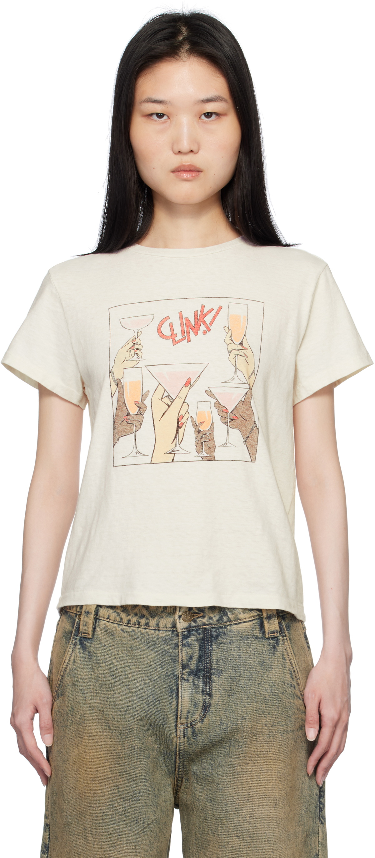 Re/Done Off-White Classic 'Cheers' T-shirt