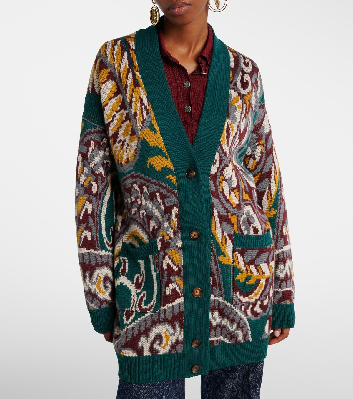 Etro Jacquard wool-blend cardigan
