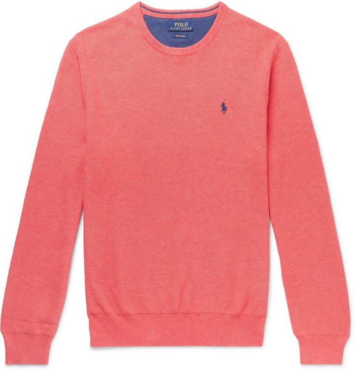 Photo: Polo Ralph Lauren - Honeycomb-Knit Pima Cotton Sweater - Men - Coral