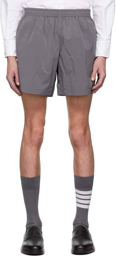 Photo: Thom Browne Grey Nylon High Density Tech Shorts