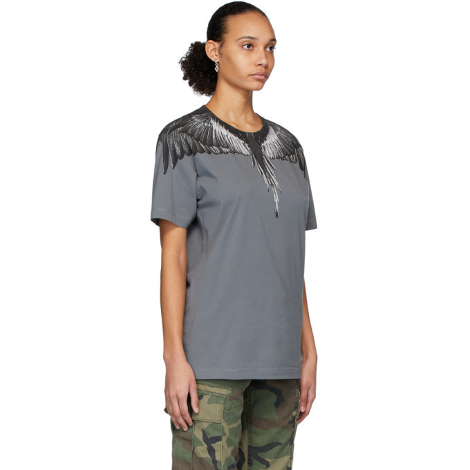 Marcelo Burlon County of Milan Grey and Black Wings T-Shirt
