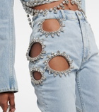 Area - Embellished cutout high-rise jeans