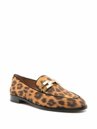 Aquazzura Brown Leopard Print Suede Loafers