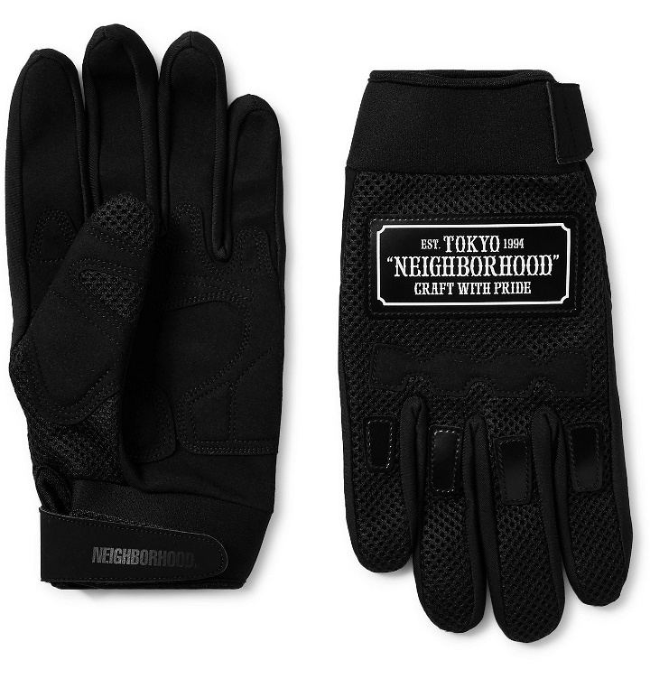 Photo: Neighborhood - Neoprene-Trimmed Mesh and Faux-Suede Gloves - Black