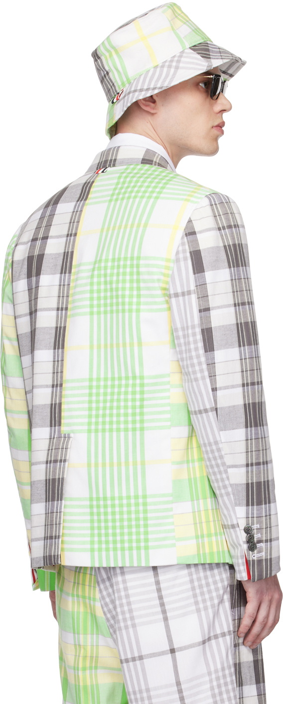 【関税込み】Thom Browne グレー Fun-Mix テーラードジャケット Thom Browneのグレー＆グリーン Fun-Mix テーラードジャケットが