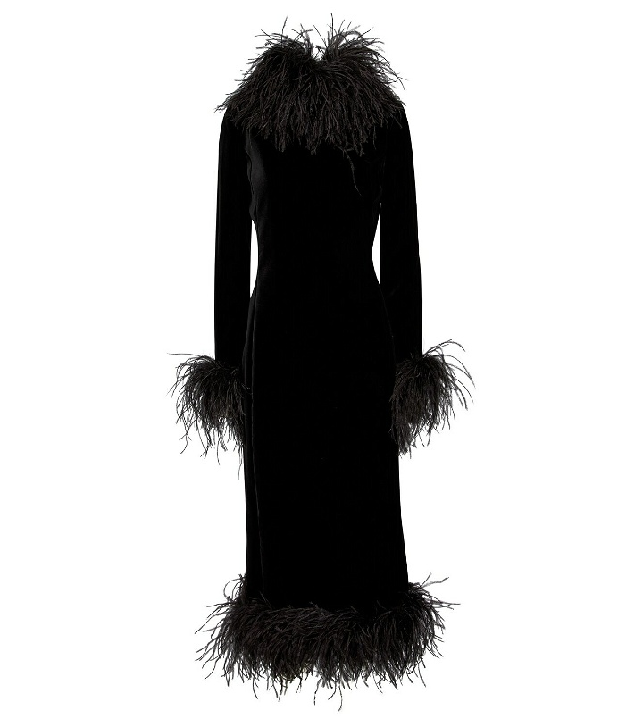 Photo: Saint Laurent Feather-trimmed velvet gown