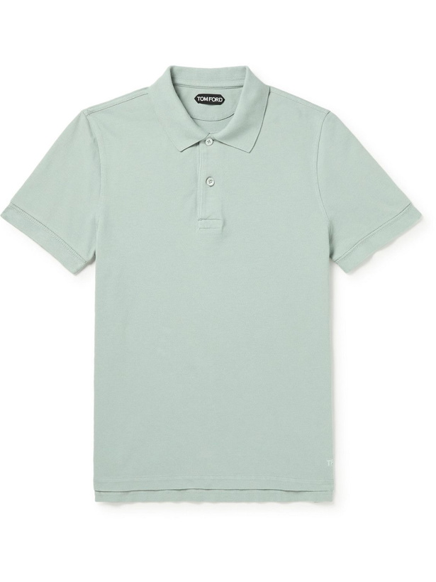 Photo: TOM FORD - Garment-Dyed Cotton-Piqué Polo Shirt - Blue