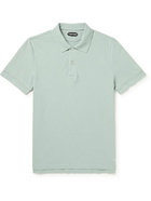 TOM FORD - Garment-Dyed Cotton-Piqué Polo Shirt - Blue