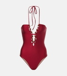Adriana Degreas Beaded halterneck swimsuit