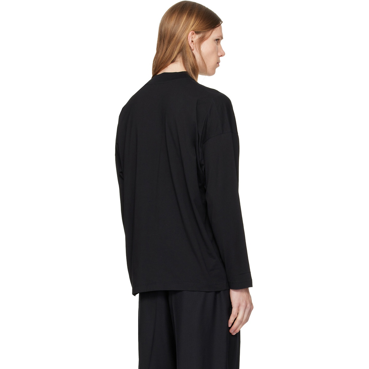 Jil Sander Black Cotton Mock-Neck T-shirt