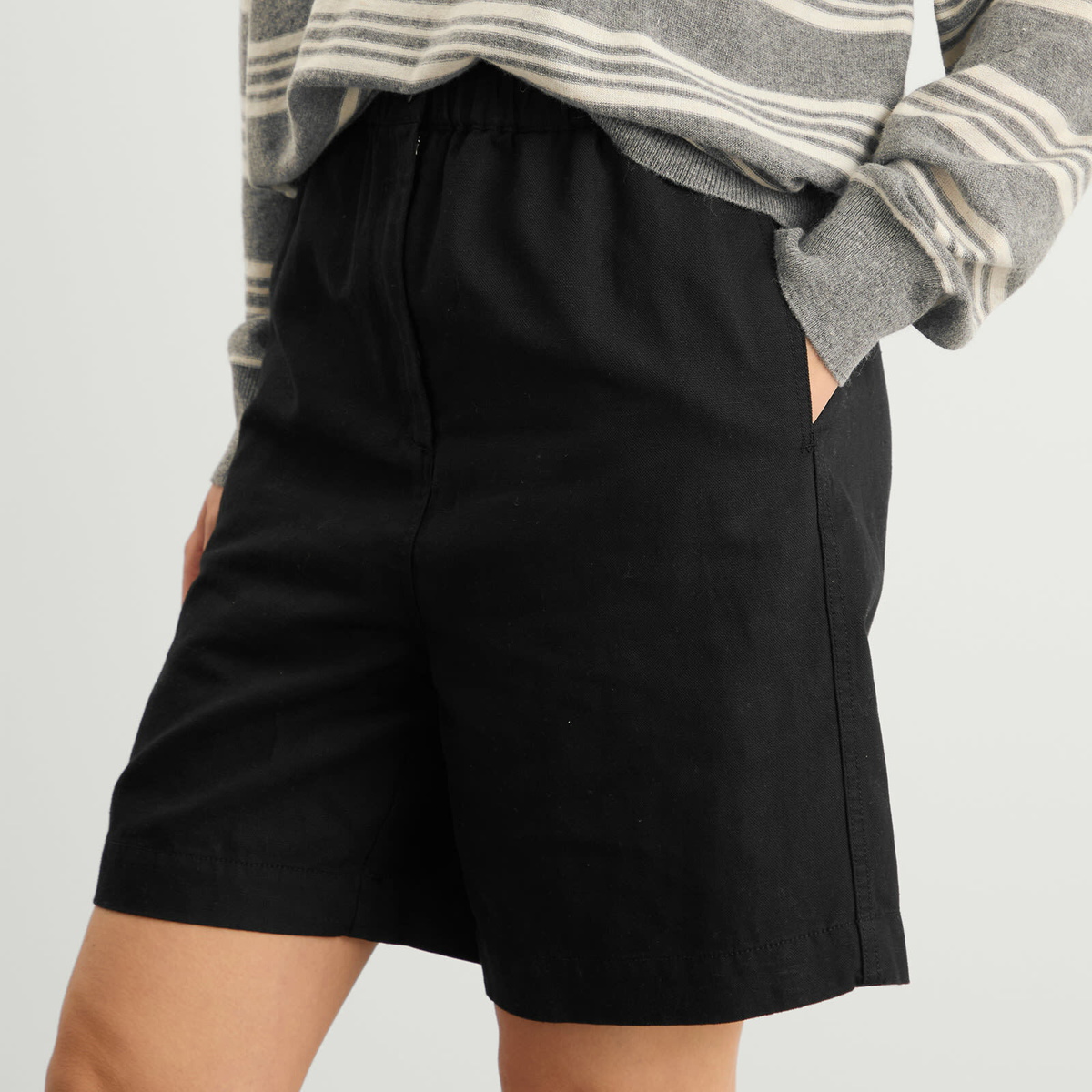 Nothing Written Women's Pale Linen Shorts in Black