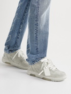 Off-White - Out of Office Distressed Leather-Trimmed Suede Sneakers - Neutrals