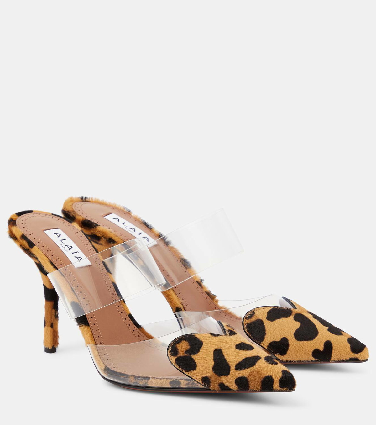 Alaïa Le Cœur leopard-print calf hair and PU mules ALAÏA