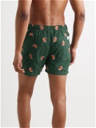 OAS - Short-Length Embroidered Swim Shorts - Green