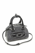 Diesel 1DR Dome-Mini bowling bag in washed denim - Crossbody Bags Womens in Grey