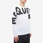 Alexander McQueen Men's Macro Grafitti Logo Long Sleeve T-Shirt in White/Mix