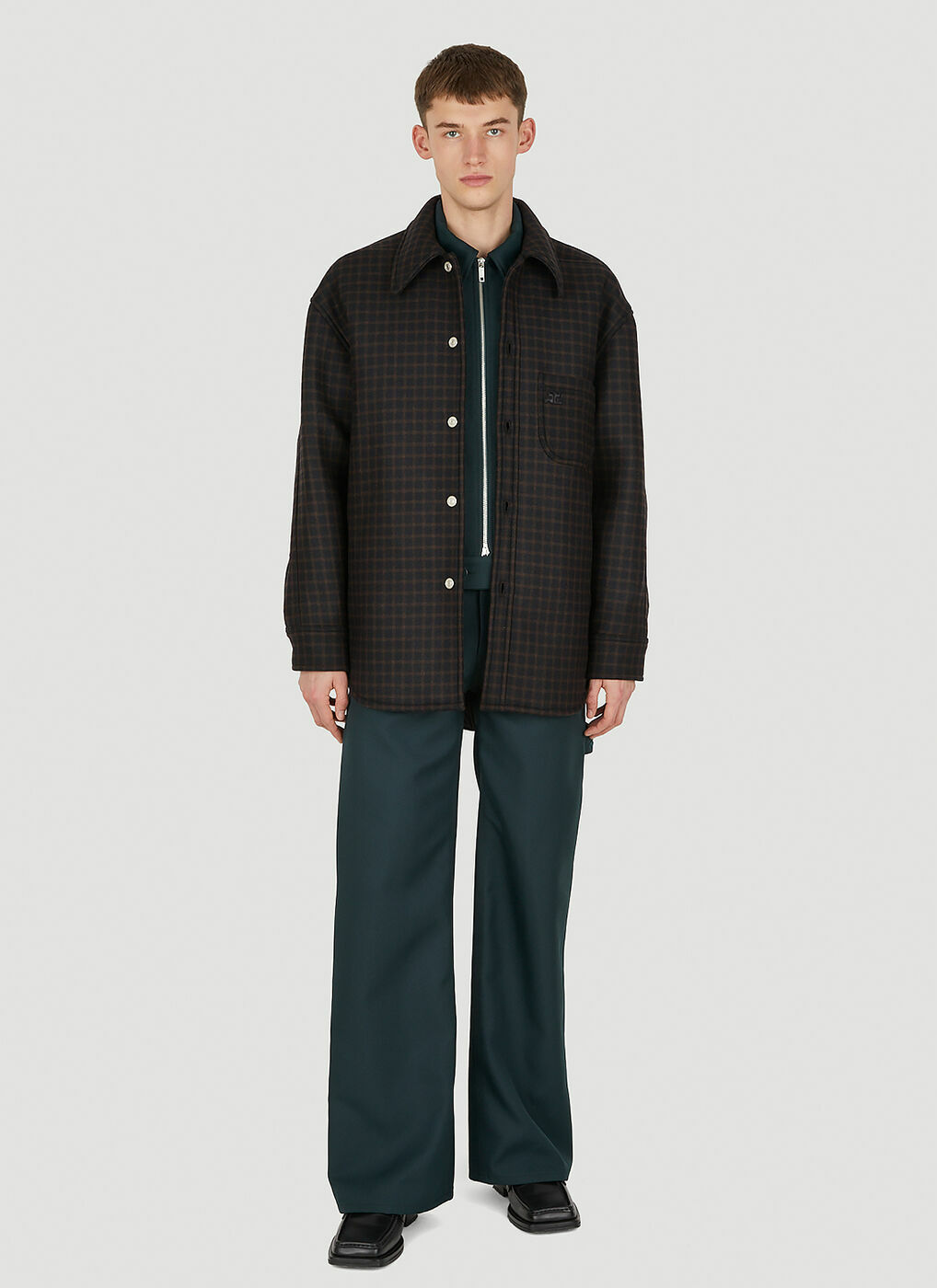 Vichy Overshirt in Black Courreges