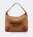 Balenciaga Le City Small suede shoulder bag