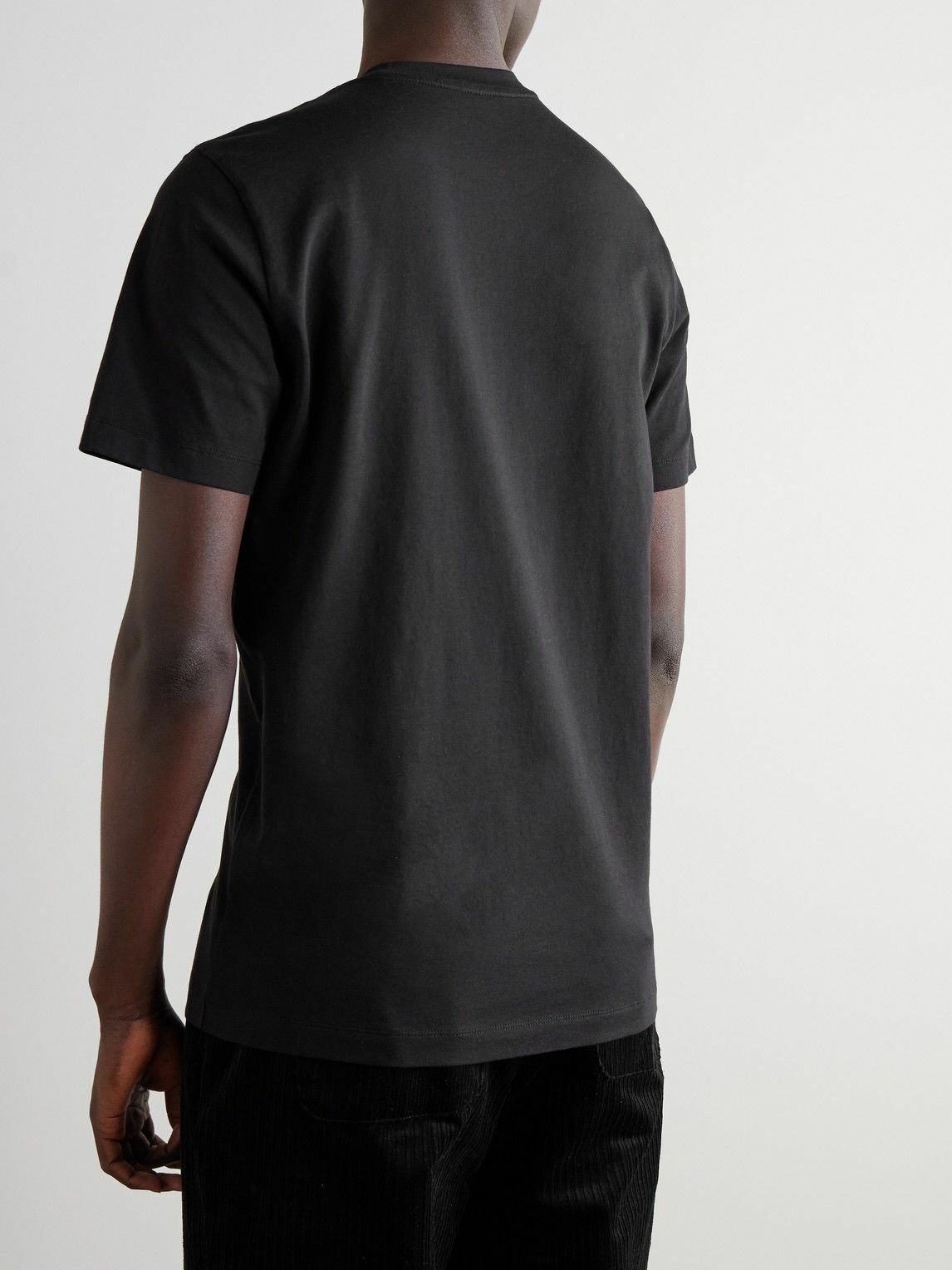 Moncler - Logo-Flocked Appliquéd Cotton-Jersey T-Shirt - Black