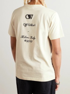 Off-White - Logo-Embroidered Cotton-Jersey T-Shirt - Neutrals