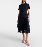 Oscar de la Renta Wool-blend tweed and lace midi dress