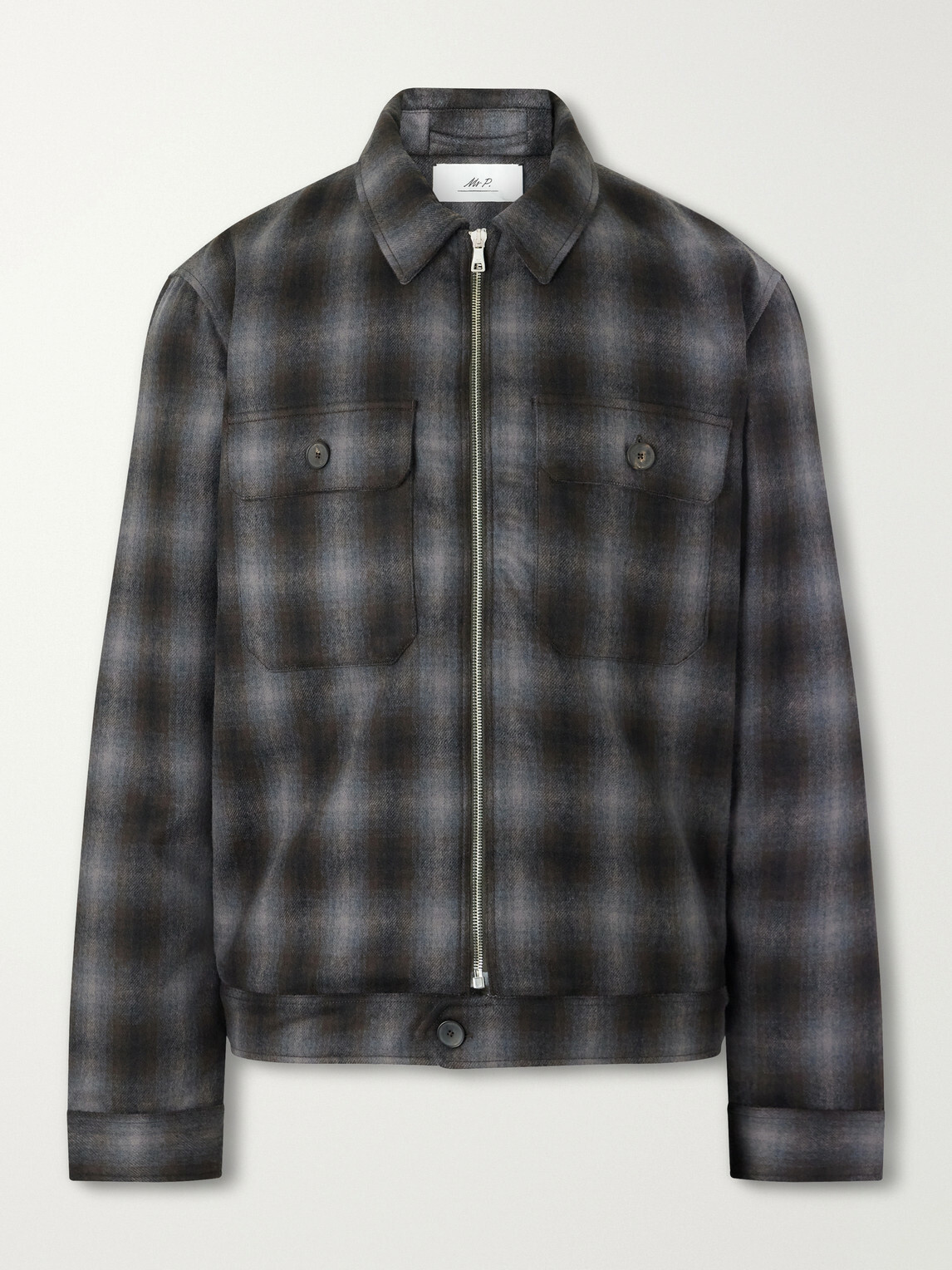Mr P. - Checked Virgin Wool Zip-Up Jacket - Brown