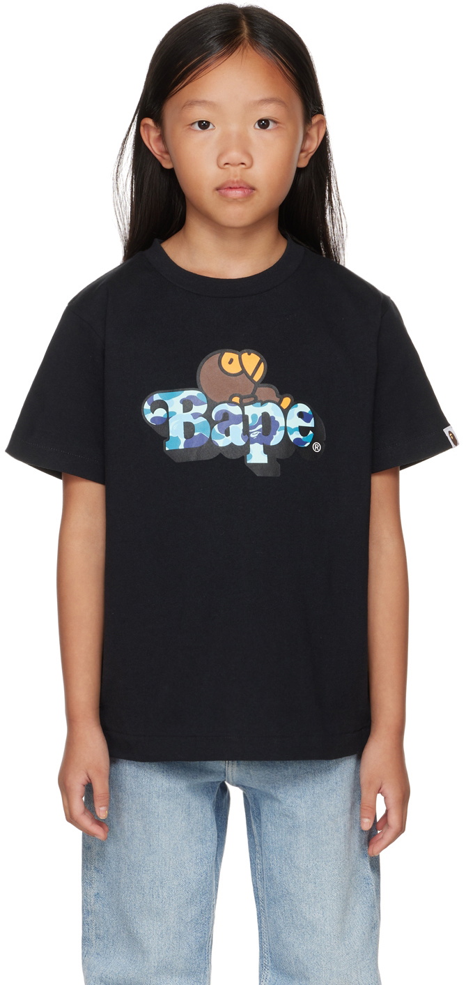 BAPE Kids Black ABC Camo Milo On Bape T-Shirt A Bathing Ape