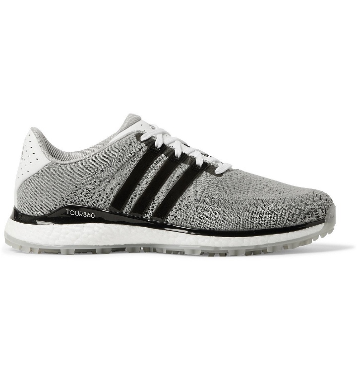 Photo: ADIDAS GOLF - Tour360 XT-SL Leather and Rubber-Trimmed Mesh Spikeless Golf Shoes - Gray